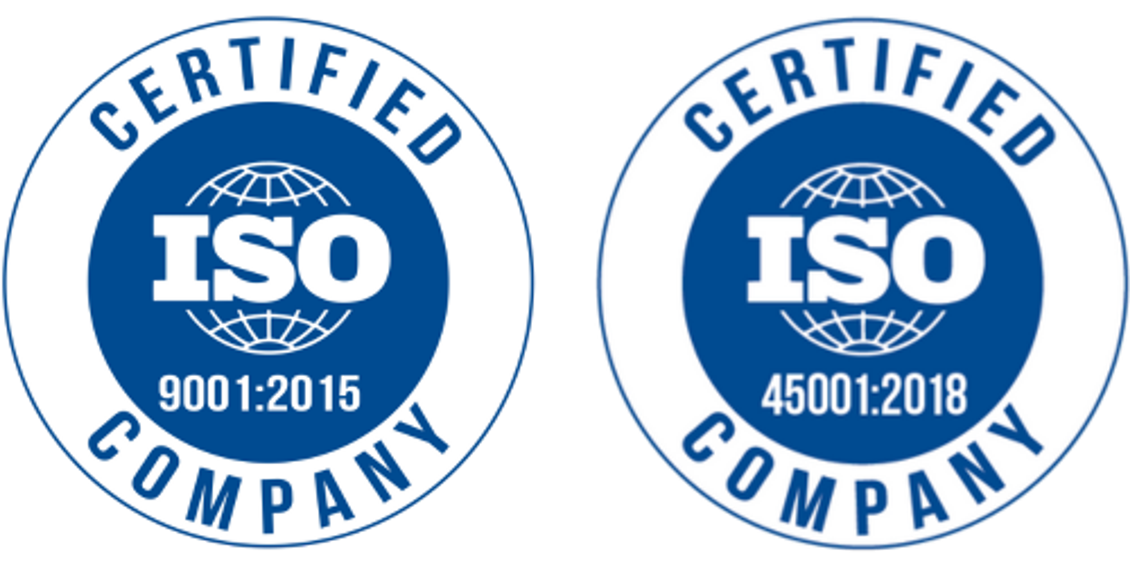 two iso certified company logos on a black background